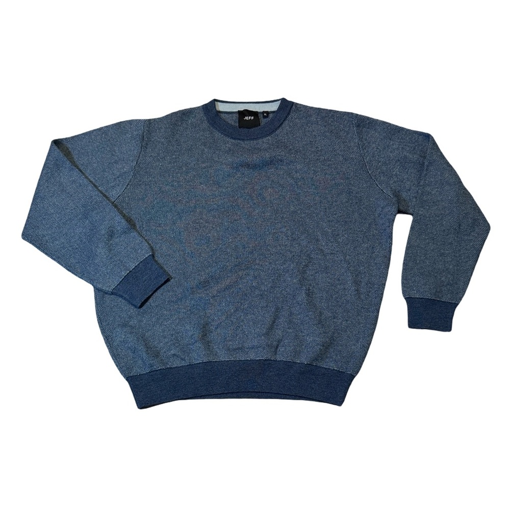 JEFF Mens XL blue acrylic polyester cotton crewneck pullover sweater EUC